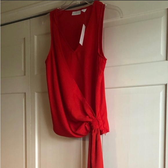 New York & Co Red Blouse with black lined - Picture 2 of 9